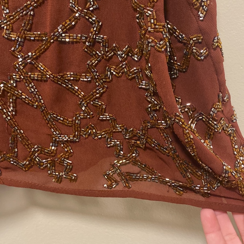 River Island Burgundy Beaded Sleeveless Blouse - Picture 9 of 10